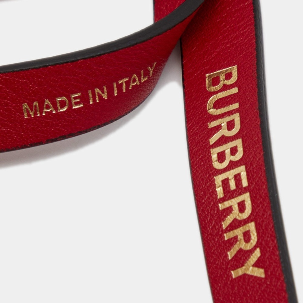 Burberry bag charm tag Red Leather Tb Bag Charm gold logo travel letter B luxe - Picture 3 of 8